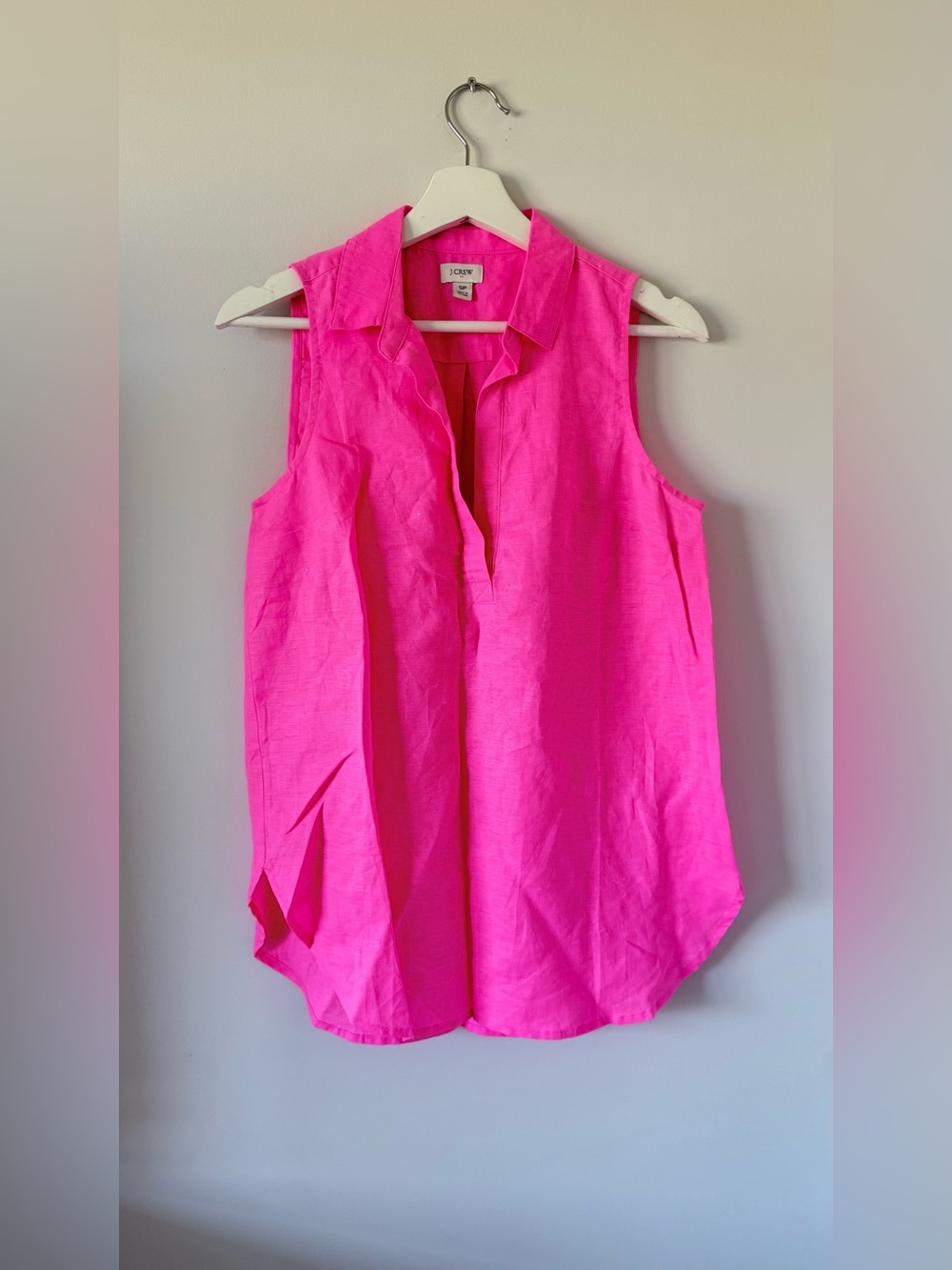 J.Crew linen-cotton top Pink Summer Vacation Travel Casual Office Women Sp